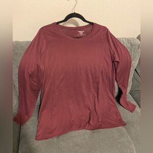 Burgundy Long Sleeve Nursing Top, Size Large